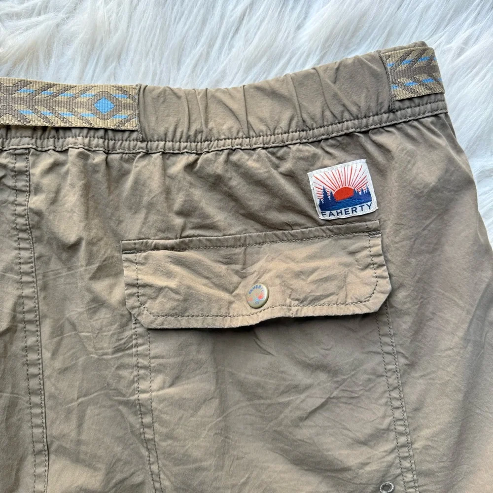 Faherty Rockpoint Belted Cotton-Blend Shell Hybrid Shorts Tan Brown XL